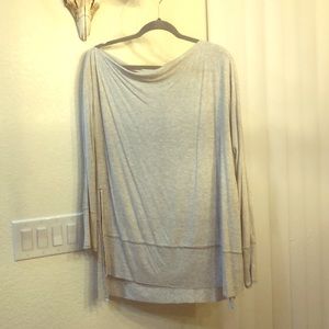 Off the shoulder side slit long sleeve